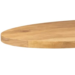 Table ovale bois clair pied croisé métal noir 240 cm RIVANO