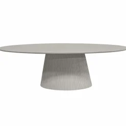 Table ovale bois gris à pied rainuré 240 cm CALERO