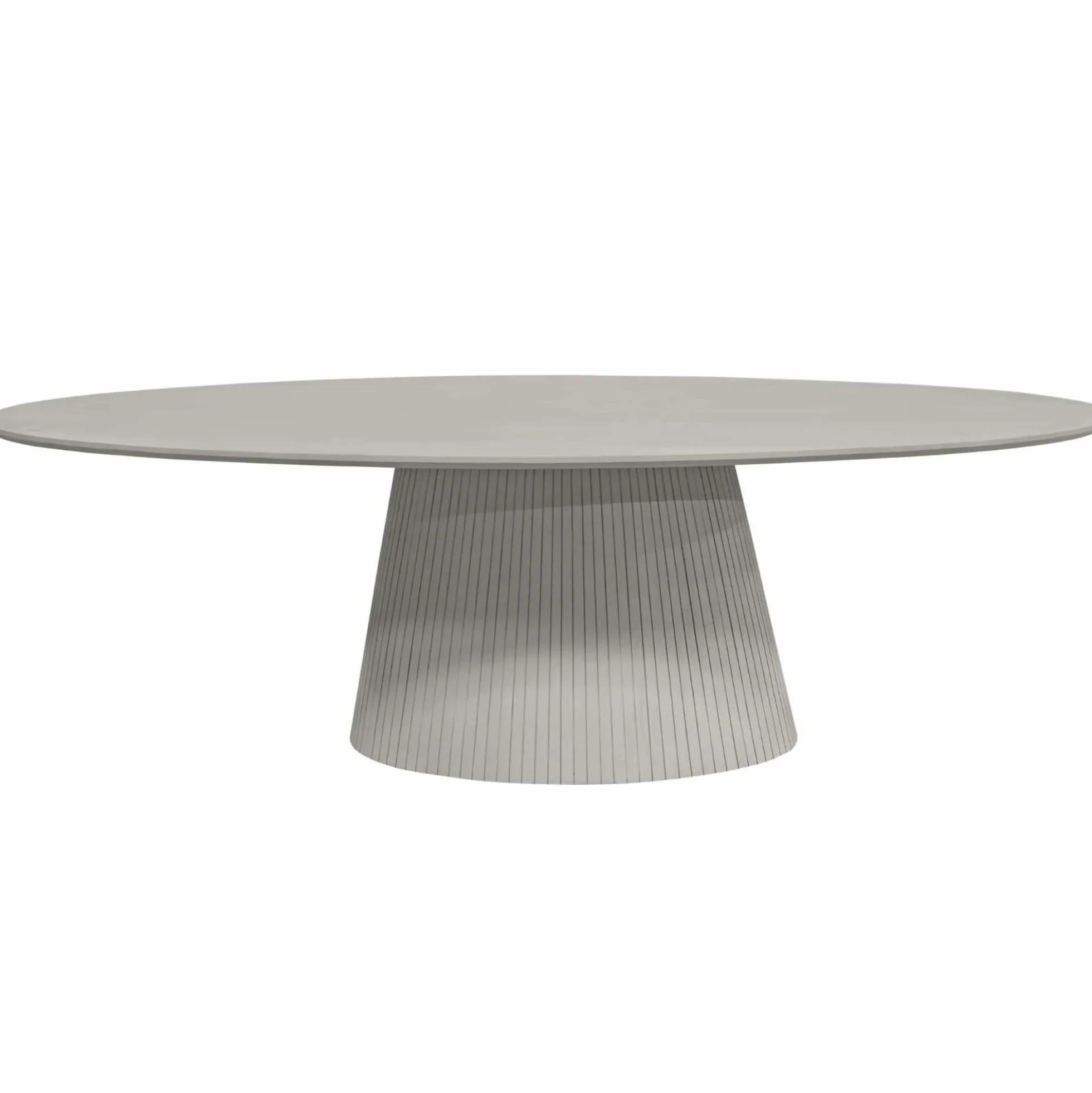 Table ovale bois gris à pied rainuré 240 cm CALERO