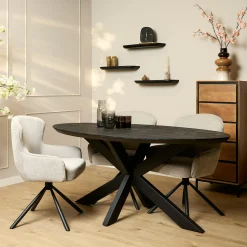 Table ovale bois noir pied croisé 160 cm UDA