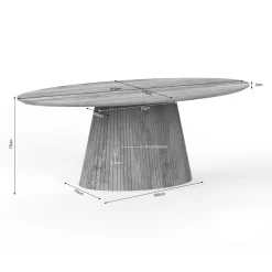 Table ovale bois à pied rainuré 210 cm CALERO