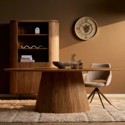 Table ovale bois à pied rainuré 240 cm CALERO