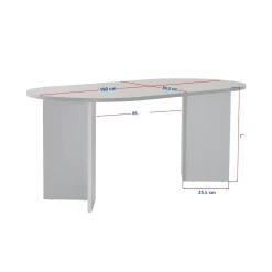 Table ovale effet travertin et bois foncé 180 cm MARFA