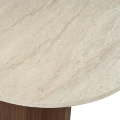 Table ovale effet travertin et bois foncé 180 cm MARFA