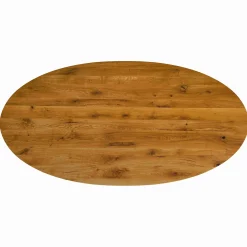 Table ovale en chêne huilé avec pied central en métal noir 200 cm RAGUSE