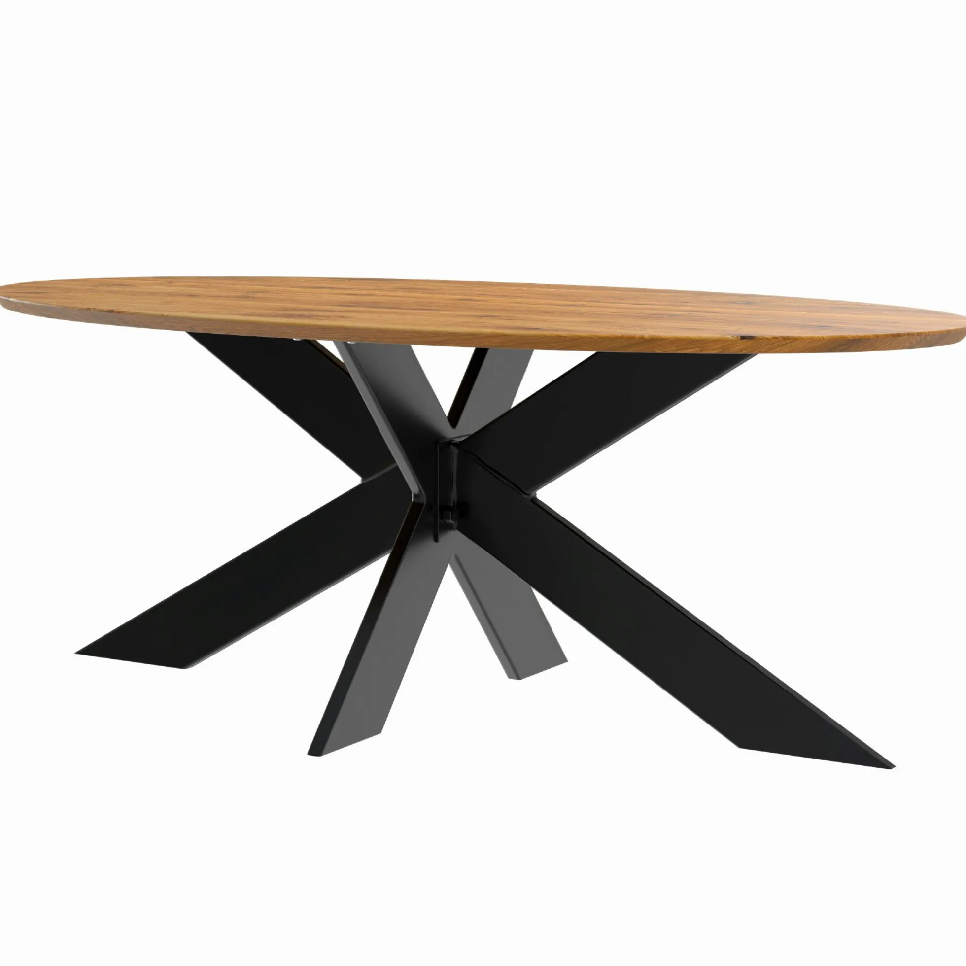 Table ovale en chêne huilé avec pied central en métal noir 200 cm RAGUSE