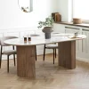 Table ovale en céramique blanche marbrée 210 cm PRATO
