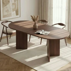 Table ovale extensible effet bois noyer 160-200 cm MARFA