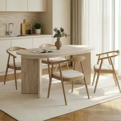 Table ovale extensible effet travertin 160-200 cm MARFA