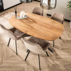Table pied central avec plateau en bois d'acacia 150 cm MELBOURNE