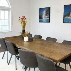 Table pied central bois de chêne et métal 240 cm HUDSON