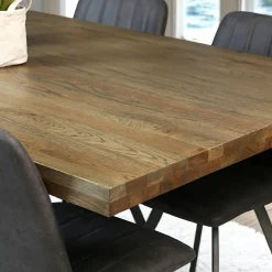Table pied central bois de chêne et métal 240 cm HUDSON