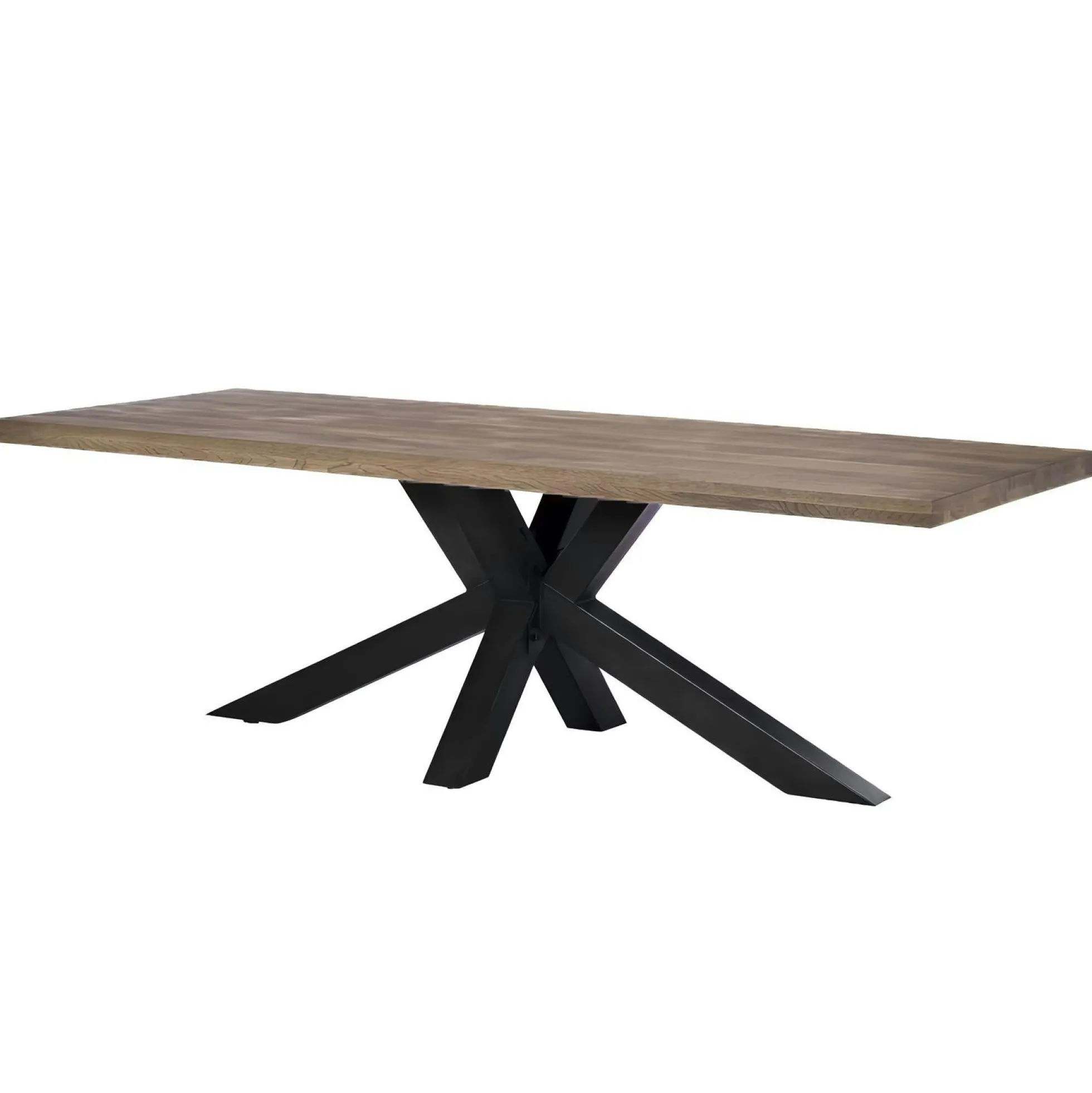 Table pied central bois de chêne et métal 200 cm HUDSON