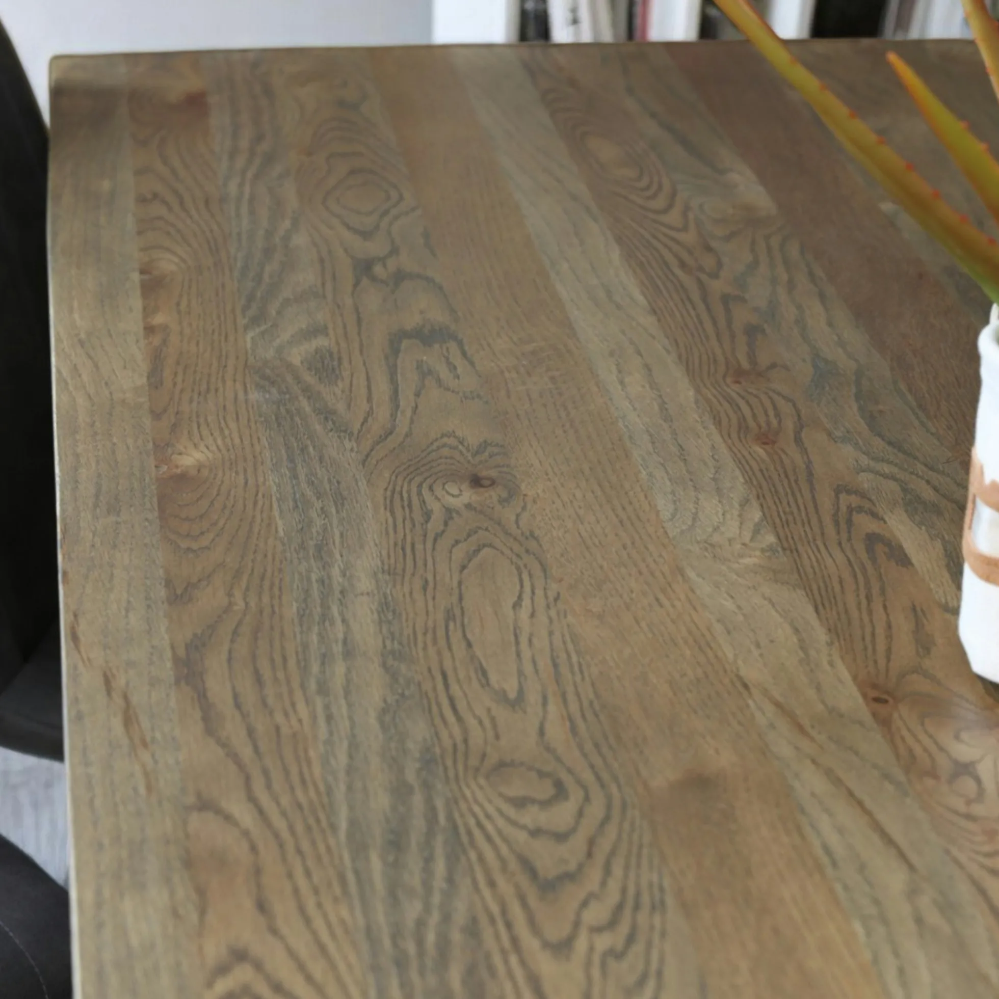 Table pied central bois de chêne et métal 200 cm HUDSON
