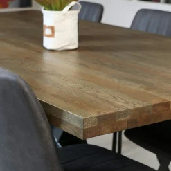 Table pied central bois de chêne et métal 200 cm HUDSON