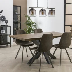 Table pied central bois de manguier 165 cm LUCKNOW