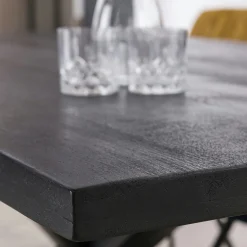 Table pied central bois de manguier noir 230 cm LUCKNOW
