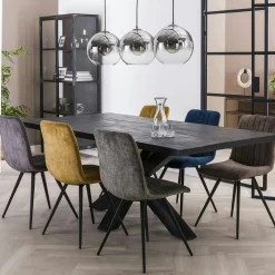 Table pied central bois de manguier noir 200 cm LUCKNOW