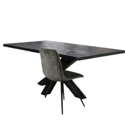 Table pied central bois de manguier noir 200 cm LUCKNOW