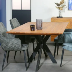 Table pied central bois recyclé teck 180 cm BARBADE