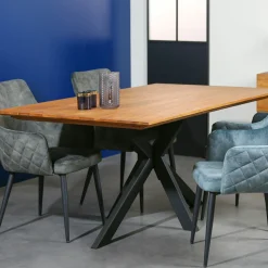 Table pied central bois recyclé teck 180 cm BARBADE