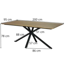Table pied central en bois de teck recyclé 2 m DEPOK