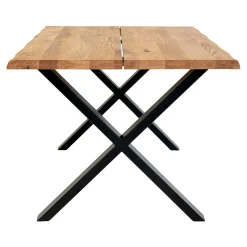Table à rallonge en bois de chêne clair avec bordures naturelles 140 cm SAVONE