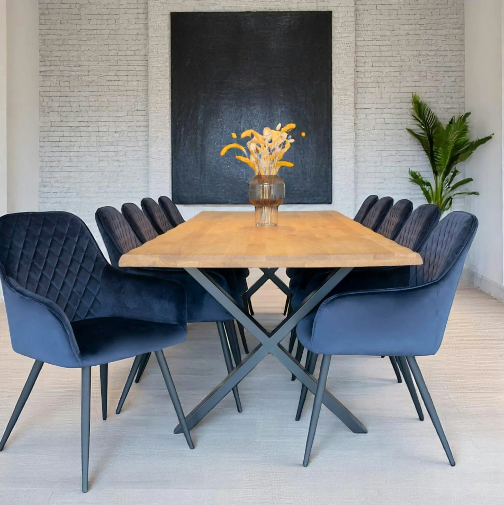 Table à rallonge en bois de chêne clair avec bordures naturelles 300 cm SAVONE