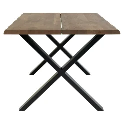 Table à rallonge en bois de chêne fumé avec bordures naturelles 140 cm SAVONE