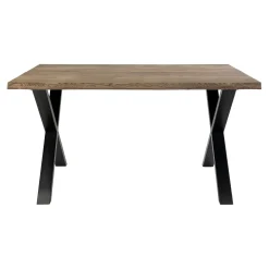 Table à rallonge en bois de chêne fumé avec bordures naturelles 140 cm SAVONE