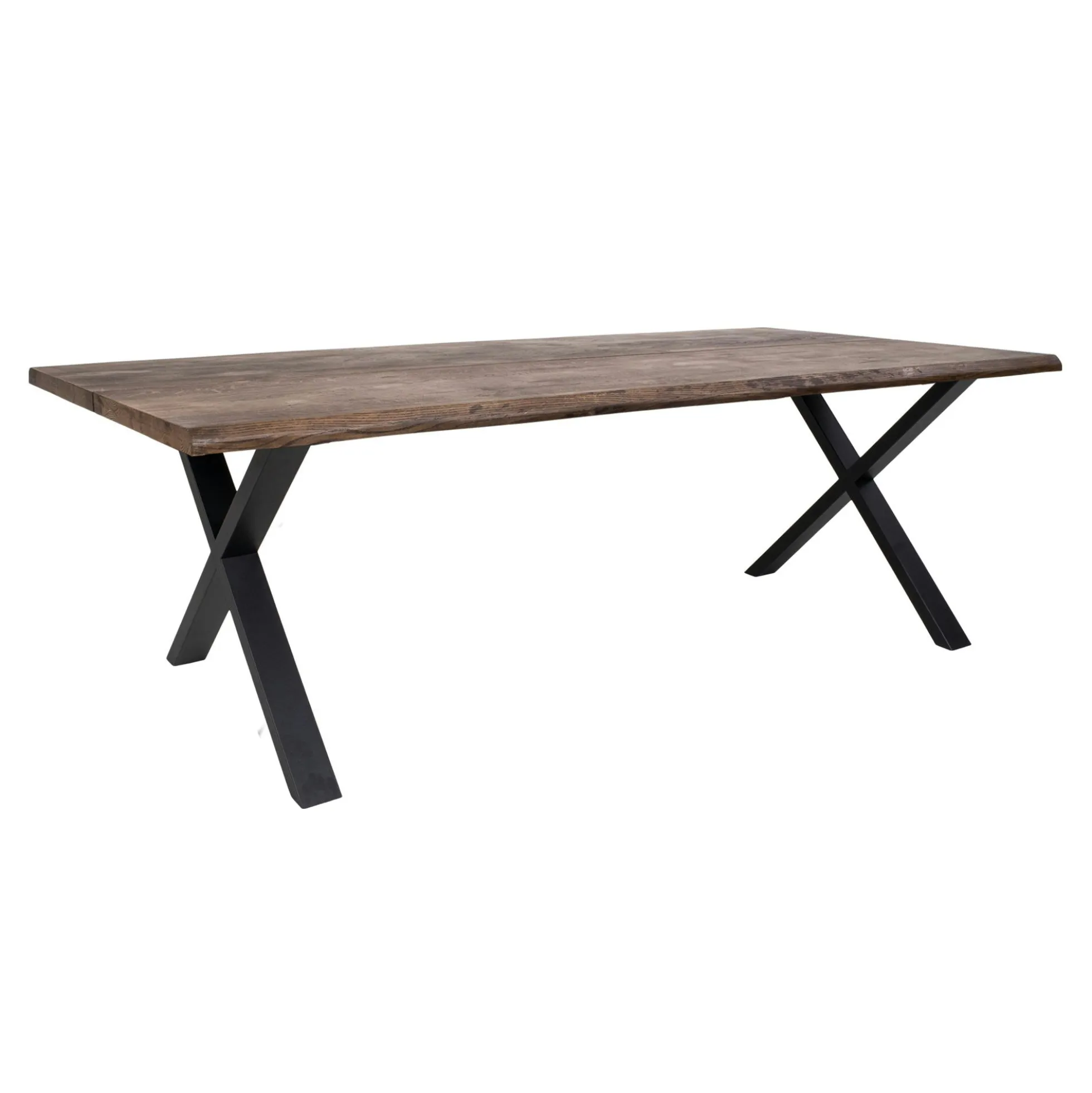 Table à rallonge en bois de chêne fumé avec bordures naturelles 240 cm SAVONE