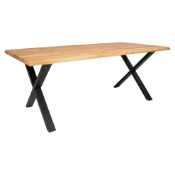 Table à rallonge en bois de chêne clair avec bordures naturelles 200 cm SAVONE