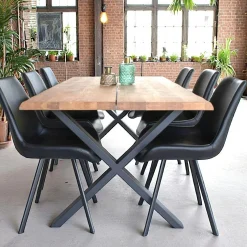 Table à rallonge en bois de chêne clair avec bordures naturelles 200 cm SAVONE