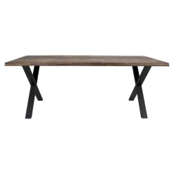 Table à rallonge en bois de chêne fumé avec bordures naturelles 200 cm SAVONE