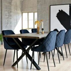 Table à rallonge en bois de chêne fumé avec bordures naturelles 200 cm SAVONE