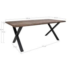 Table à rallonge en bois de chêne fumé avec bordures naturelles 200 cm SAVONE