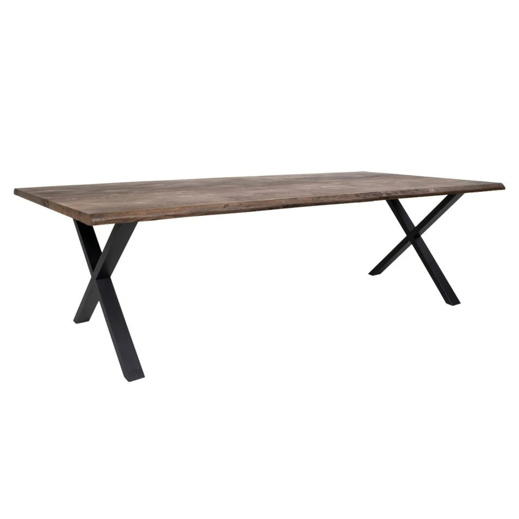 Table à rallonge en bois de chêne fumé avec bordures naturelles 300 cm SAVONE