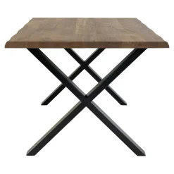 Table à rallonge en bois de chêne fumé avec bordures naturelles 300 cm SAVONE