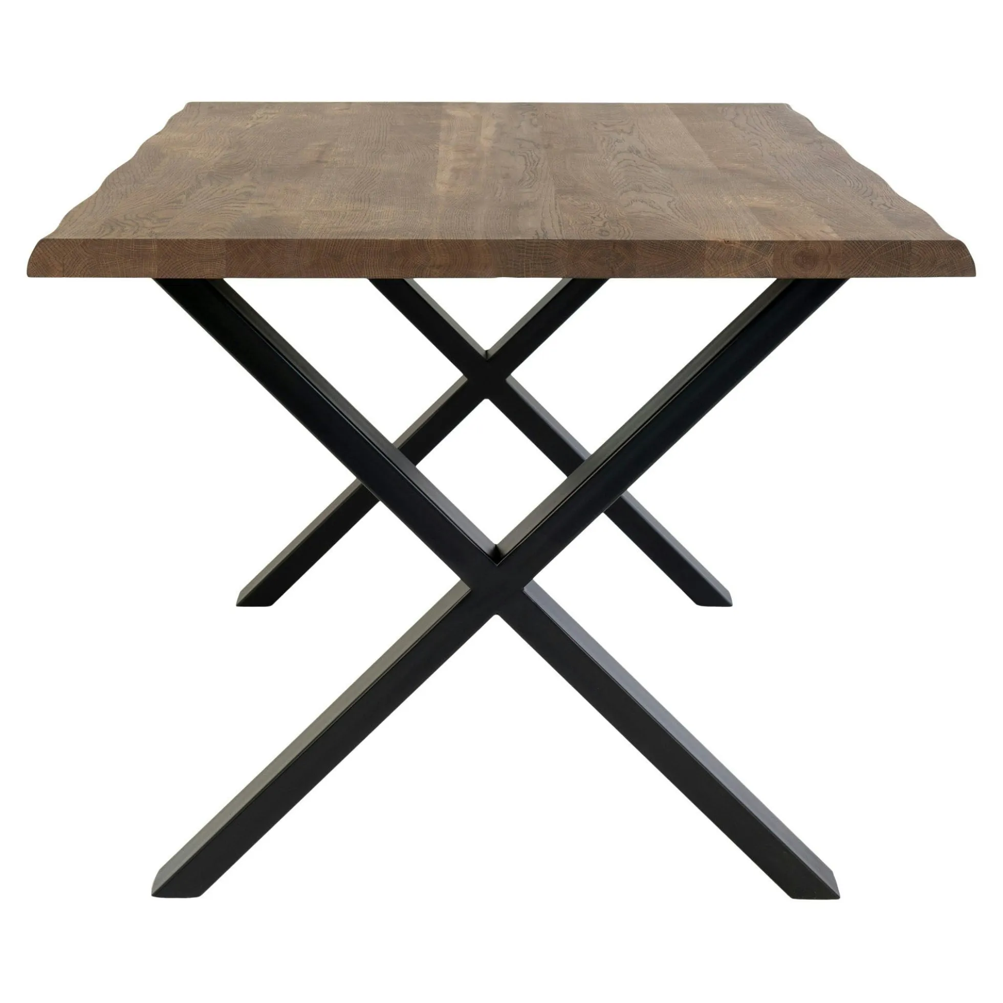 Table à rallonge en bois de chêne fumé avec bordures naturelles 300 cm SAVONE