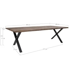 Table à rallonge en bois de chêne fumé avec bordures naturelles 300 cm SAVONE