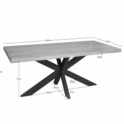 Table rectangulaire bois clair pied central 300 cm RIVANO