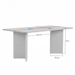 Table rectangulaire bords ronds effet travertin 180 cm MARFA