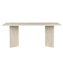 Table rectangulaire bords ronds effet travertin 180 cm MARFA
