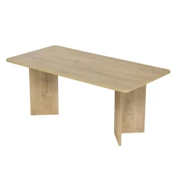 Table rectangulaire bords ronds effet chêne clair 180 cm MARFA