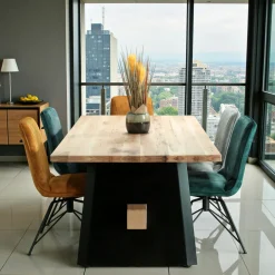 Table rectangulaire en chêne blanc avec poutre centrale 200 cm CORNWALL
