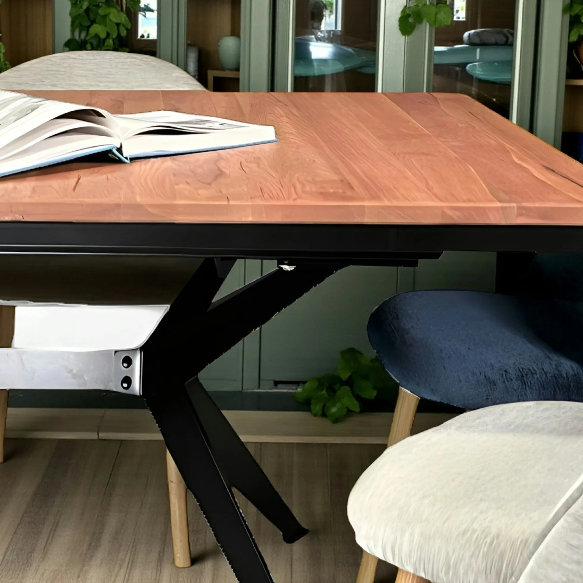 Table rectangulaire extensible en chêne brun 180 cm PALERME