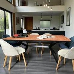 Table rectangulaire extensible en chêne brun 180 cm PALERME