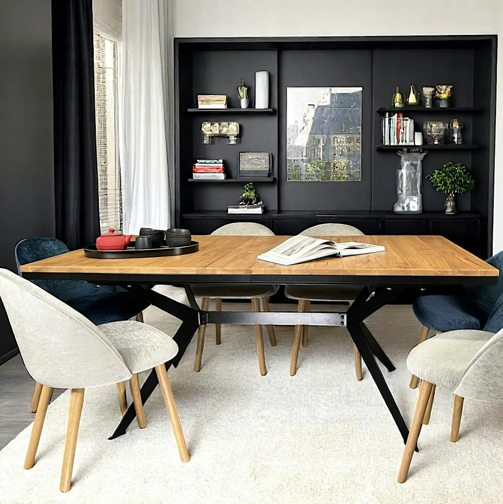 Table rectangulaire extensible en chêne huilé 180 cm PALERME