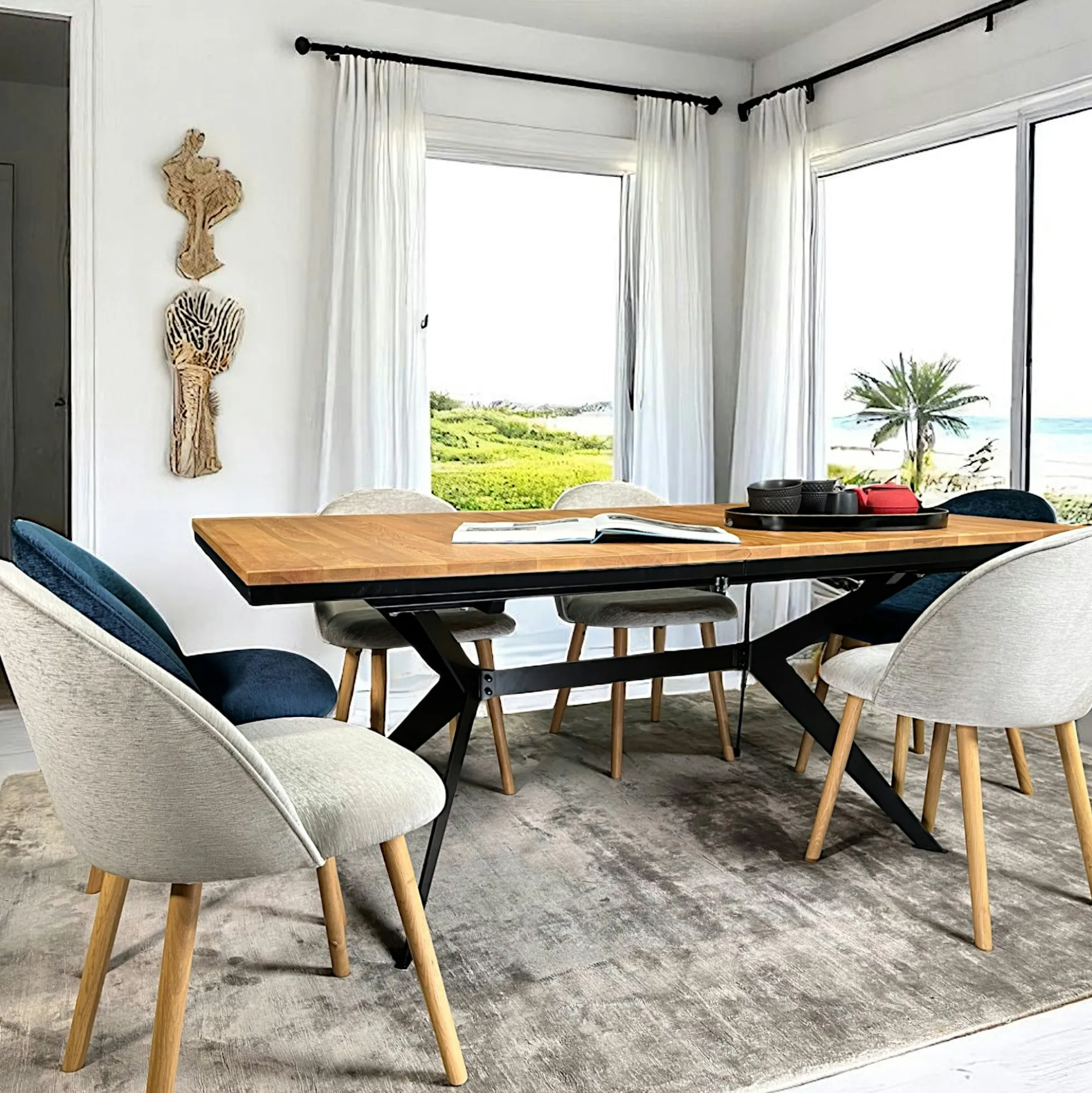 Table rectangulaire extensible en chêne huilé 180 cm PALERME