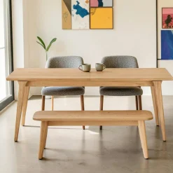 Table repas extensible en bois plaqué chêne, 240/290/340 cm KALKIE